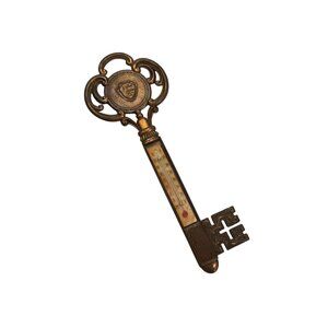 Vtg. Brass Metal Mercury Thermometer Skeleton Key. Los Angeles  Hollywood